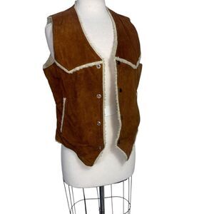 Vintage suede vest S Sherpa lined Rancher Biker hiker